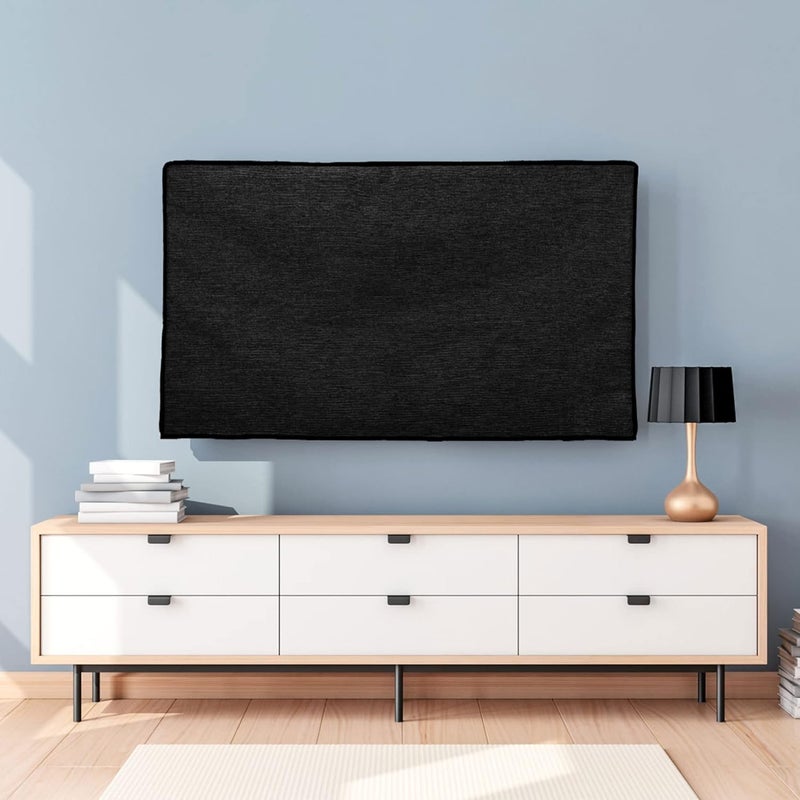kwmobile غطاء غبار لتلفاز 65" - واقي عرض تلفاز من الكتان - حماية شاشة تلفازك - أسود - Image 3